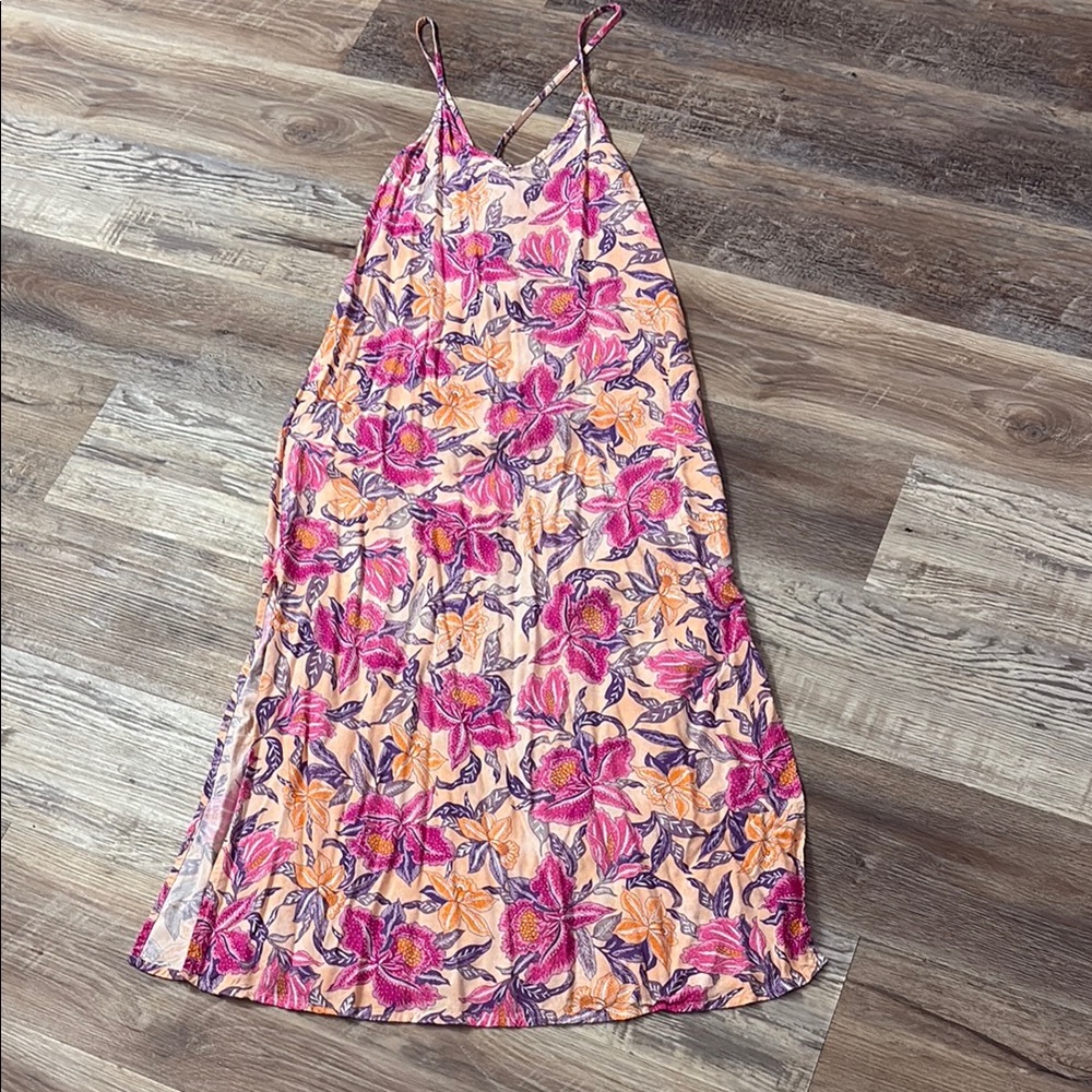 Old Navy Floral Print Dress with Purple and Orange Accents - Picture 1 of 6